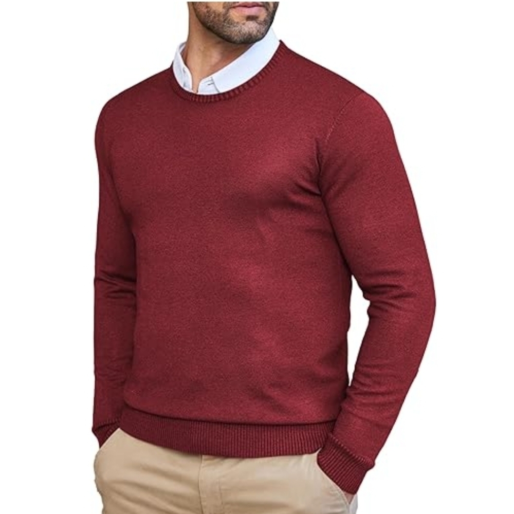 COOFANDY Men's Long Sleeve V Neck Sweater Slim Fit Knit Pullover Lightweight